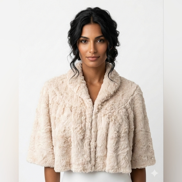 CAbi Jackets & Blazers - NWOT CAbi Plush Teddy Faux Fur Jacket in Cream/Ivory Color Size S